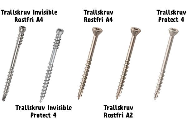 Olika sorters trallskruv