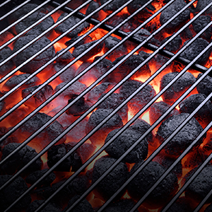 Grillkol bakom grillgaller