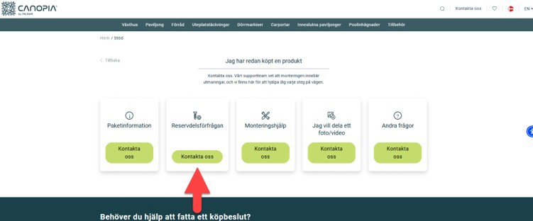 Beställa reservdel växthus guide
