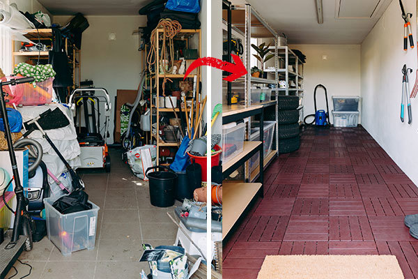 Organisera förråd före efter bild