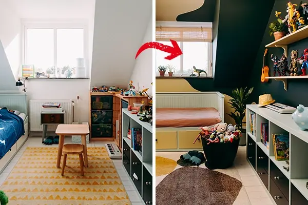 Före / efter måla barnrum